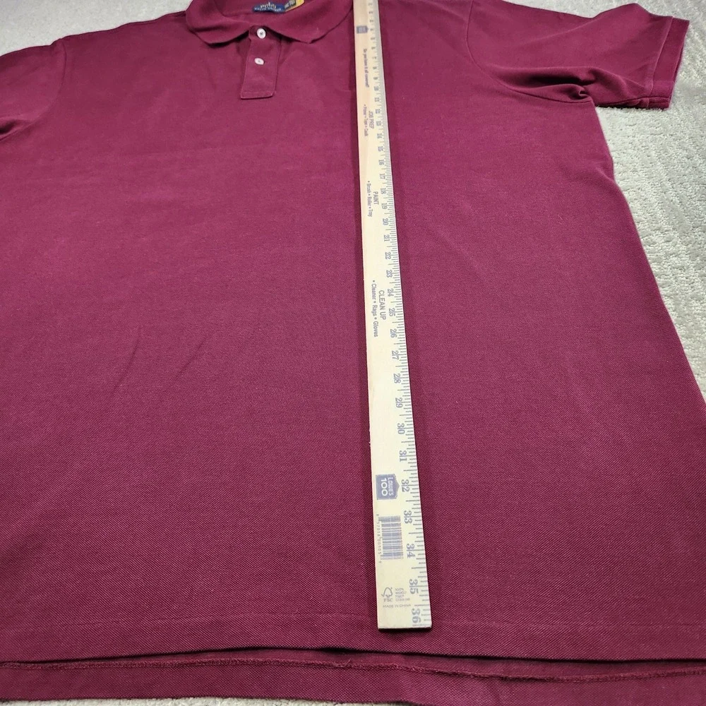 Polo Ralph Lauren Shirt Men 4XLT Iconic‎ Mesh Polo Cotton Red Wealth Luxury Pony